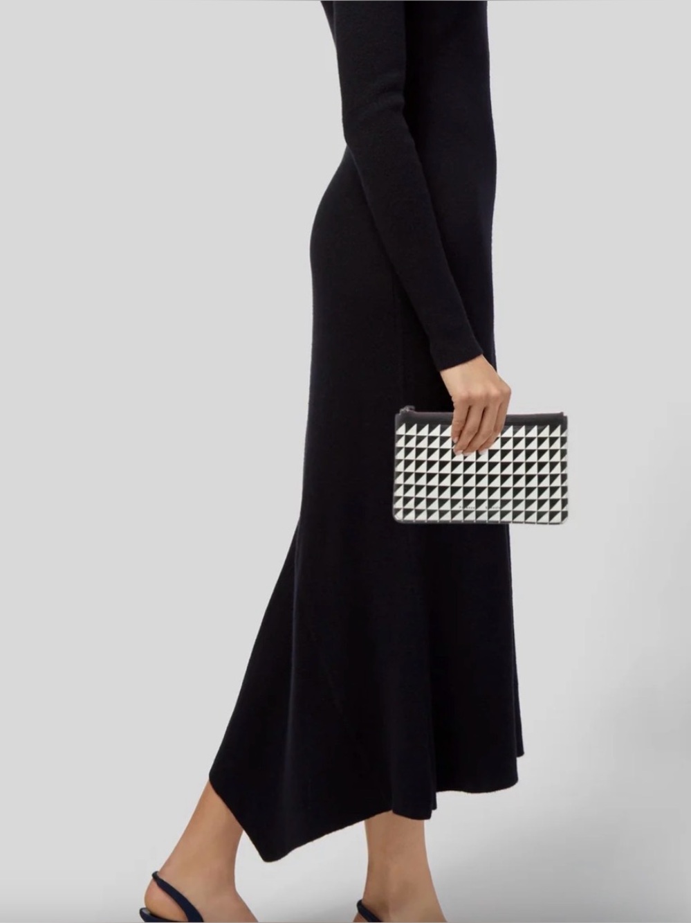 Proenza Schouler Leather Printed Black and White Clutch